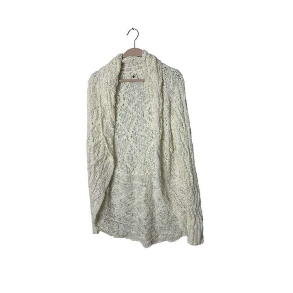 Anthropologie‎ knitted knotted Open front popcorn pom pom cardigan sweater small